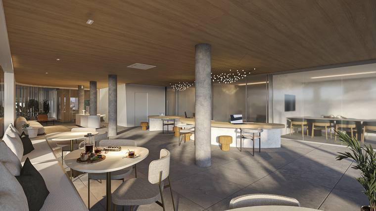 Café-coworking do térreo